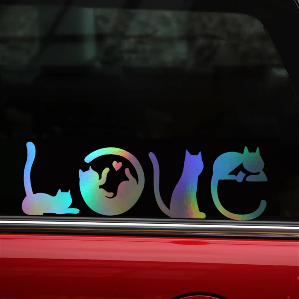 Car Sticker Cats Spell LOVE Fashion Creative Cartoon Windshield Decorative Decals 15.24.8CM (3)