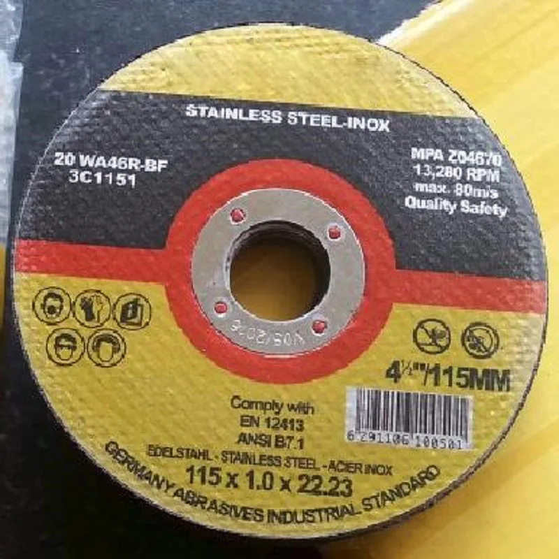 4.5"x1 mmx7/8" Metal disc cutter , 115x1x22.23mm, 10PCS/LOT, Abrasive tools for cutting rebar,iron,and steel.
4.5"x1 mmx7/8" Metal disc cutter , 115x1x22.23mm, 10PCS/LOT, Abrasive tools for cutting rebar,iron,and steel.