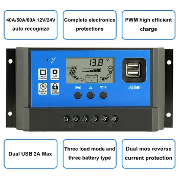 PWM 60A 50A 40A 30A 20A 10A Solar Charge and Discharge Controller 12V 24V Auto LCD Solar Regulator with Dual USB 5V NEW
PWM 60A 50A 40A 30A 20A 10A Solar Charge and Discharge Controller 12V 24V Auto LCD Solar Regulator with Dual USB 5V NEW