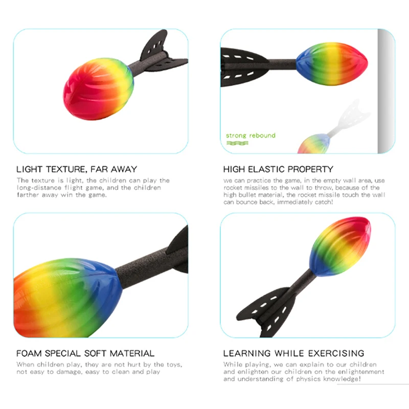 PU Missile Protection Export Polyurethane Foam Rocket Outdoor Parent-child Games Toys Rainbow Sports Darts 1pc New Throw a toy
PU Missile Protection Export Polyurethane Foam Rocket Outdoor Parent-child Games Toys Rainbow Sports Darts 1pc New Throw a toy