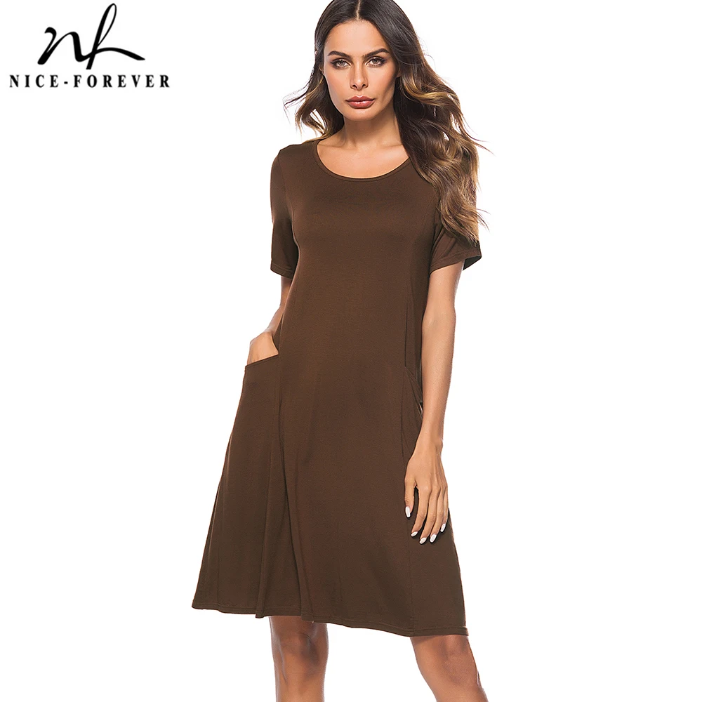 Nice-forever Causal Summer Short Sleeve Loose Solid Color Pocket vestidos Work Business Straight Shift Dress btyT027
Nice-forever Causal Summer Short Sleeve Loose Solid Color Pocket vestidos Work Business Straight Shift Dress btyT027