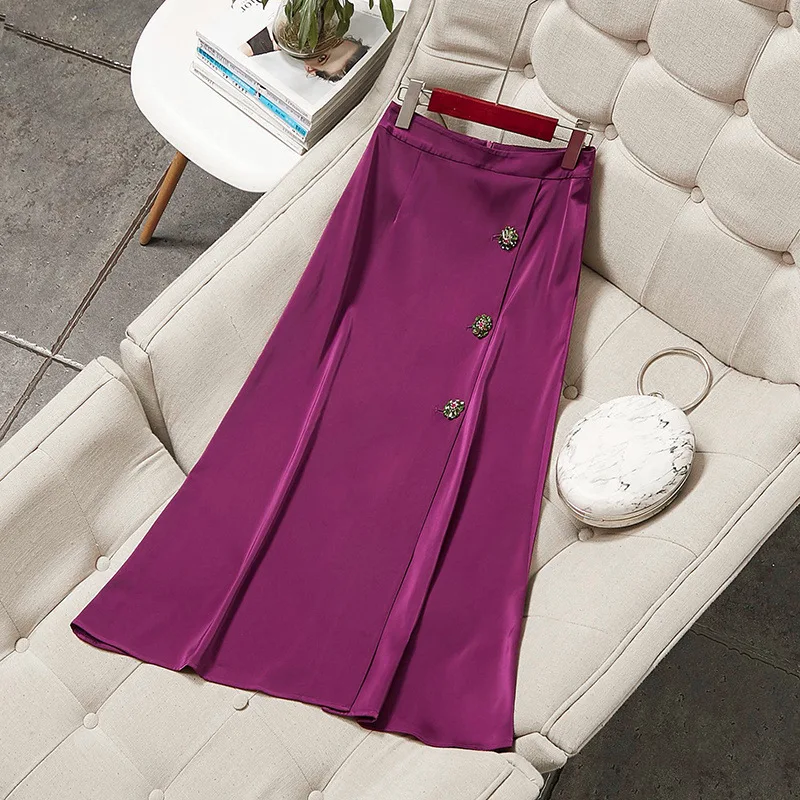 Women fashion diamonds button front slit sexy skirt solid color mid calf elegant skirts new 2019 spring summer purple black rtrt
Women fashion diamonds button front slit sexy skirt solid color mid calf elegant skirts new 2019 spring summer purple black rtrt