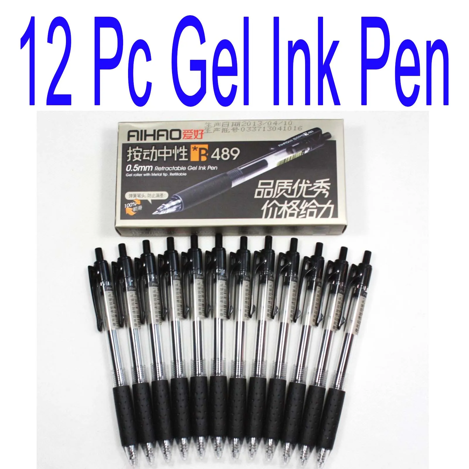12 pc 1 Box Aihao Retractable Gel Ink Pen 0.5 mm Roller Ball Office Black Wholesale #489 69A
12 pc 1 Box Aihao Retractable Gel Ink Pen 0.5 mm Roller Ball Office Black Wholesale #489 69A