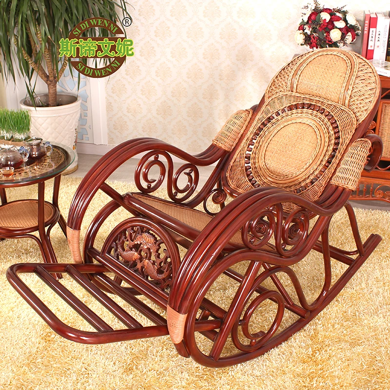Правда ротанга кресло-качалка кресло-кушетка Счастливый старый деревянный