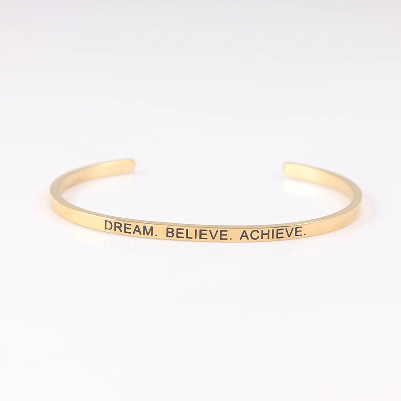 316L Stainless Steel Open Cuff Bangles Bracelets Gold Beautiful inside Inspirational Mantra Bracelets For Women
316L Stainless Steel Open Cuff Bangles Bracelets Gold Beautiful inside Inspirational Mantra Bracelets For Women