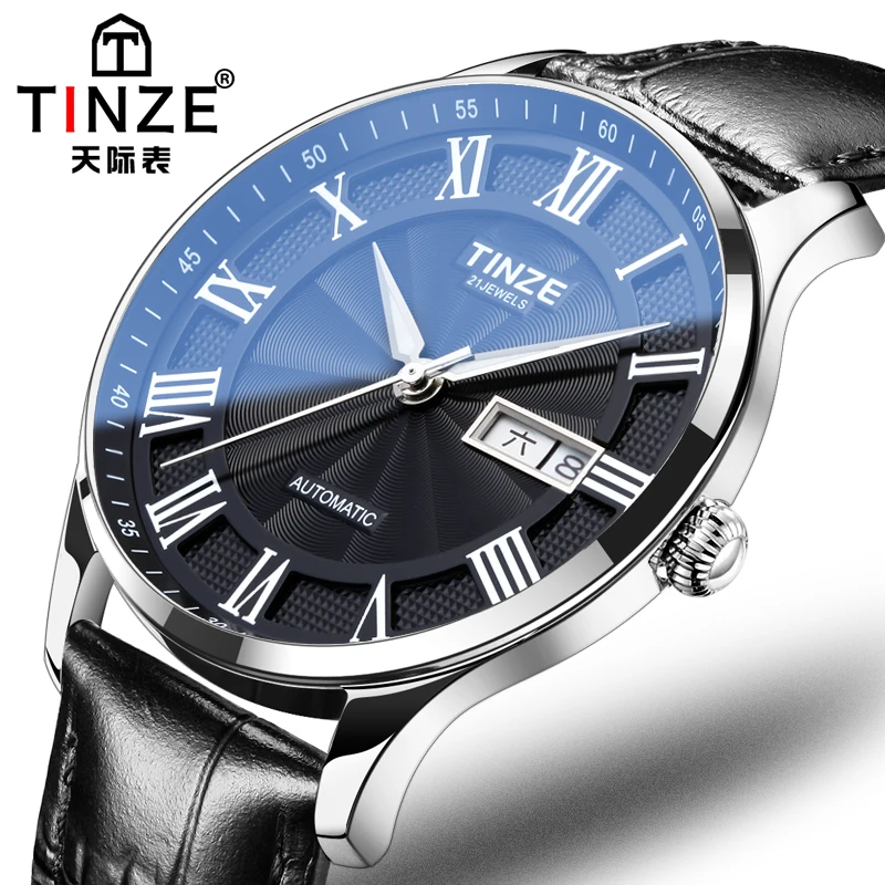 Relogio masculino automatico мужские часы daydate автоматические черные недели кожа