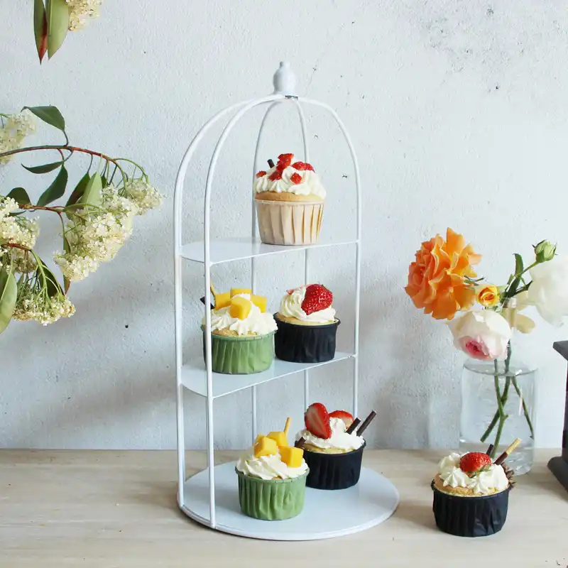 Metal White Jewelry Stand Fruit Basket Cake Stand Cupcake Tray