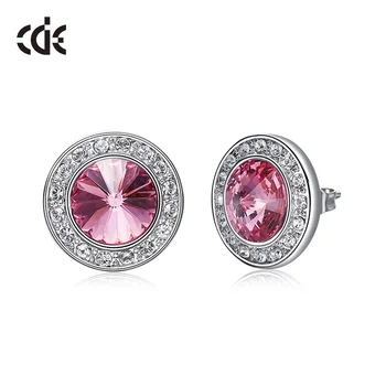 

CDE Women Stud Earrings Embellished with crystals from Swarovski Round Geometric Earrings Ear Jewelry Crystal Earrings Gifts