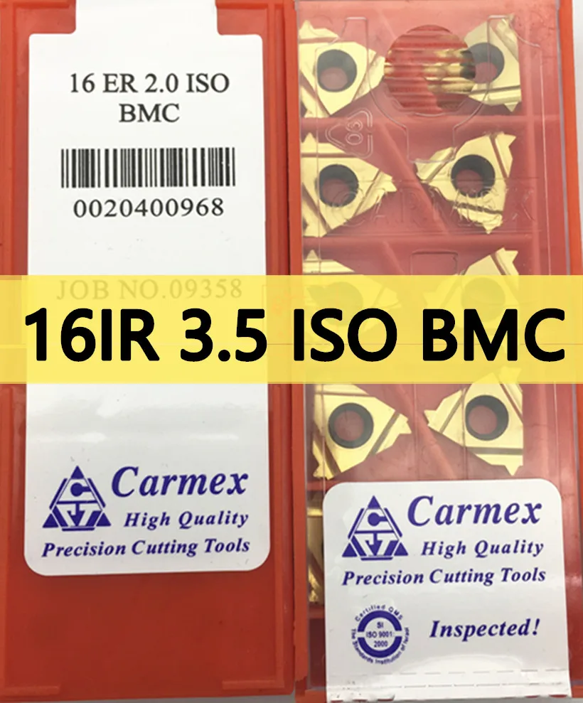 16IR 3.5 ISO BMC 10pcs/set Carmex CNC Internal thread Carbide insert Processing steel Free shipping | Инструменты