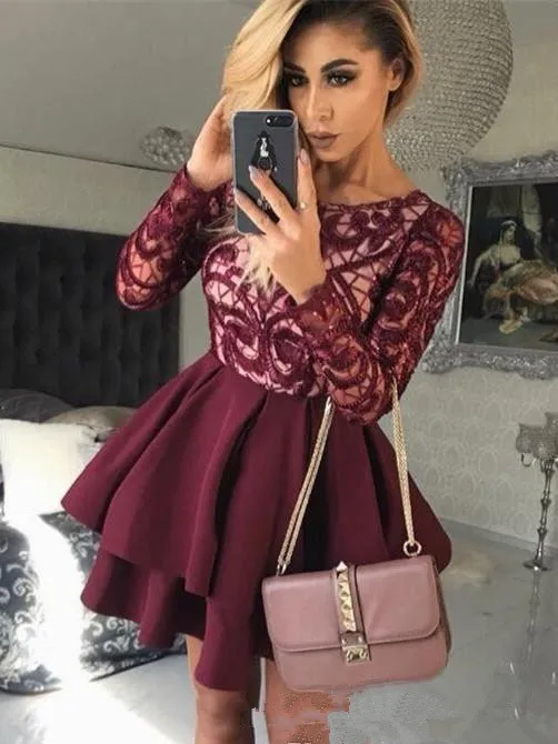 2019 Cheap Short Burgundy Homecoming Dress A Line Long Sleeves Juniors Sweet 15 Graduation Cocktail Party Dress
2019 Cheap Short Burgundy Homecoming Dress A Line Long Sleeves Juniors Sweet 15 Graduation Cocktail Party Dress