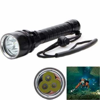 

3T6 4000Lumen LED Diving Flashlight Underwater 100m 3x CREE XML T6 LED 18650 battery Dive Torch Waterproof Flash Light for Diver