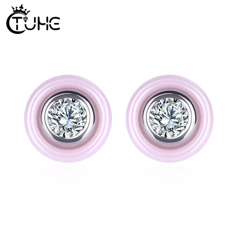 2019 Steel Circle Geometry Small Stud Earrings With Big AAA Crystal Simple Pink Ceramic Earring For Women Healthy Jewelry Gift
2019 Steel Circle Geometry Small Stud Earrings With Big AAA Crystal Simple Pink Ceramic Earring For Women Healthy Jewelry Gift