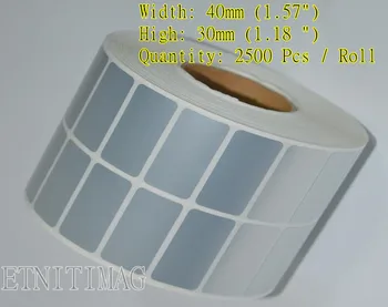 2 Packs 2500 Sheet/Roll Labels Sticker 40mmx30mm Self-adhesive Silver PET label Waterproof Tearproof oilproof Accept custom made 
2 Packs 2500 Sheet/Roll Labels Sticker 40mmx30mm Self-adhesive Silver PET label Waterproof Tearproof oilproof Accept custom made