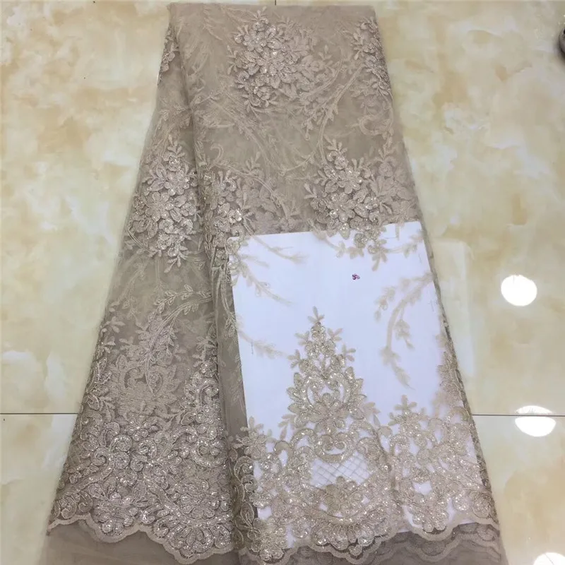 Sequins African Net Lace Fabric 2019 High Quality New Nigerian Embroidery Guipure Mesh Wedding Fabrics Fashion Dress Laces gold
Sequins African Net Lace Fabric 2019 High Quality New Nigerian Embroidery Guipure Mesh Wedding Fabrics Fashion Dress Laces gold