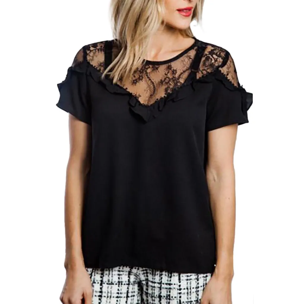 Women's Summer Lace Patchwork Blouses 2019 Fashion Solid Ruffles Sexy Blouse Casual Round Neck Short Sleeve Blouse Top#32
Women's Summer Lace Patchwork Blouses 2019 Fashion Solid Ruffles Sexy Blouse Casual Round Neck Short Sleeve Blouse Top#32