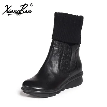 Xiangban 2019 autumn winter women boots warm knitting black chelsea boots women genuine leather wedges shoes for women
Xiangban 2019 autumn winter women boots warm knitting black chelsea boots women genuine leather wedges shoes for women