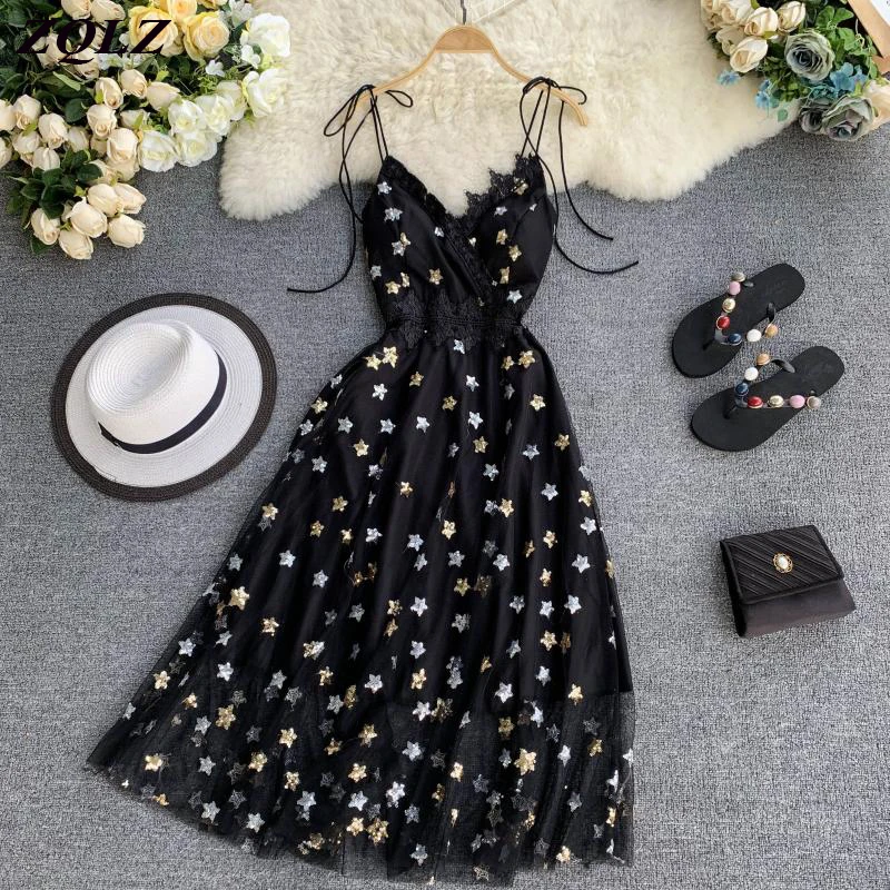 2019 Lace Sequined Sexy Club Summer Dress Women V Neck Sleeveless Vintage Evening Party Long Dresses Spaghetti Strap A-line
2019 Lace Sequined Sexy Club Summer Dress Women V Neck Sleeveless Vintage Evening Party Long Dresses Spaghetti Strap A-line