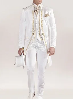 2019 Vintage White/Black Prince Style Groomsmen Suits Stand Collar Groom Wedding Tuxedos Men Suits Fomal Wear(Jacket+Pants+Vest)
2019 Vintage White/Black Prince Style Groomsmen Suits Stand Collar Groom Wedding Tuxedos Men Suits Fomal Wear(Jacket+Pants+Vest)
