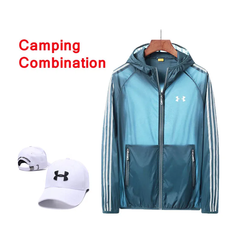 

Under Armour men Anti-UV sports camping hiking Golf training jacket and cap combination snapback sunshade China size L-4XL