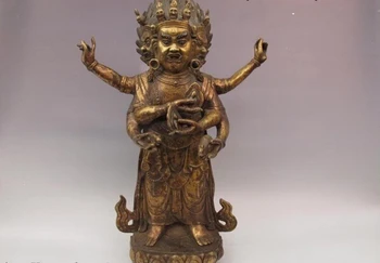 song voge gem S1227 16 Tibet Buddhist Old Copper Bronze 3 head 6 Arm Mahakala Tantric Buddha Statue
song voge gem S1227 16 Tibet Buddhist Old Copper Bronze 3 head 6 Arm Mahakala Tantric Buddha Statue