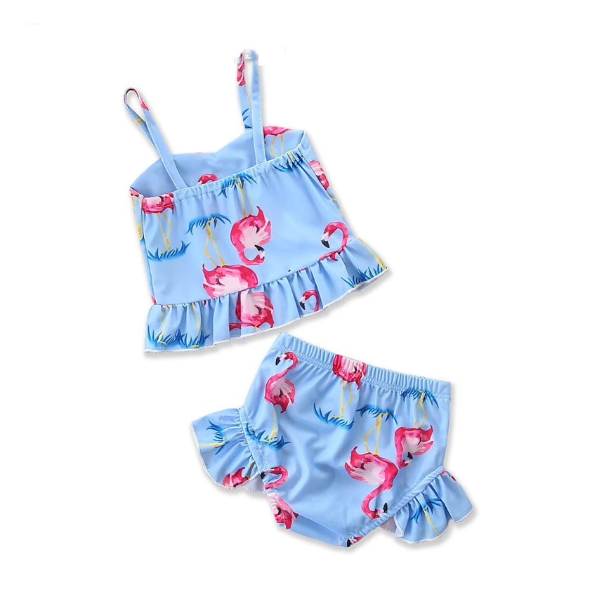 INS/купальный костюм бикини для маленьких девочек детский купальный с фламинго и