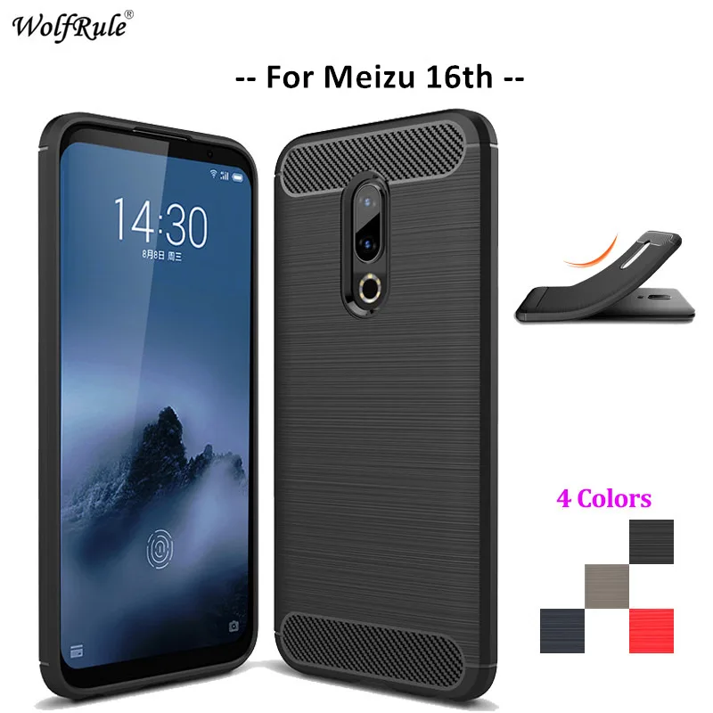 Чехол для телефона из углеродного волокна Meizu 16th чехол мягкого ТПУ задняя крышка