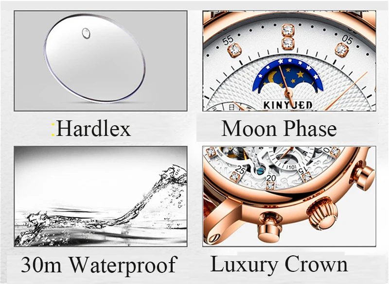 010KINYUED Mechanical Tourbillon Men Watches Luxury Fashion Brand Moon Phase Buckle Water Resistant Watch Multifunctional Timepiece (2)