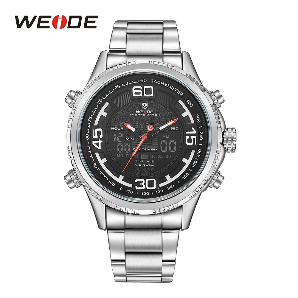 WEIDE Military Men Analog LCD Dual Display Sport Digital Calendar Date Day Week Quartz Movement Back Light Stopwatch Wristwatch
WEIDE Military Men Analog LCD Dual Display Sport Digital Calendar Date Day Week Quartz Movement Back Light Stopwatch Wristwatch
