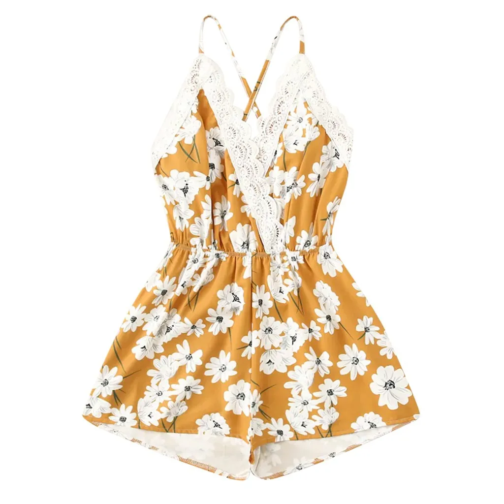 Women's Large Size Bohemian Printed Yellow Backless Set Short-Sleeve Hot Short Pants Jumpsuits Summer Ladies Clothing Playsuits
Women's Large Size Bohemian Printed Yellow Backless Set Short-Sleeve Hot Short Pants Jumpsuits Summer Ladies Clothing Playsuits