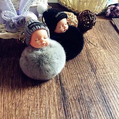 Cute Pompom Sleeping Baby Doll Keychain REAL Rabbit Fur Ball Fluffy Key Chain Porte Clef Pompon Bag Car Key Ring llaveros
Cute Pompom Sleeping Baby Doll Keychain REAL Rabbit Fur Ball Fluffy Key Chain Porte Clef Pompon Bag Car Key Ring llaveros