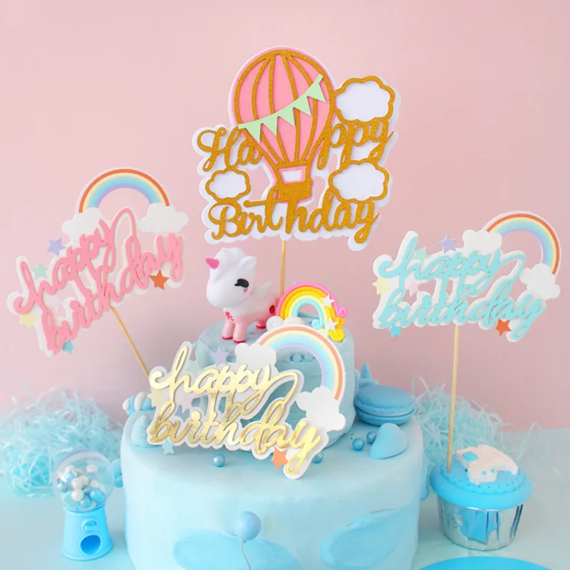 Rainbow Hot Air Balloon Happy Birthday Cake Toppers Cake Top Flags Glitter Cake Topper Decorations for Birthday Wedding Supplies
Rainbow Hot Air Balloon Happy Birthday Cake Toppers Cake Top Flags Glitter Cake Topper Decorations for Birthday Wedding Supplies