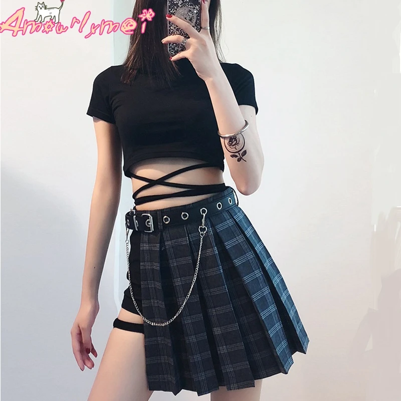 Summer Harajuku Punk Style Plaid Irregular Skirts Women Asymmetrical High Waist Skirts Fashion Girls Gothic Pleated Mini Skirts
Summer Harajuku Punk Style Plaid Irregular Skirts Women Asymmetrical High Waist Skirts Fashion Girls Gothic Pleated Mini Skirts