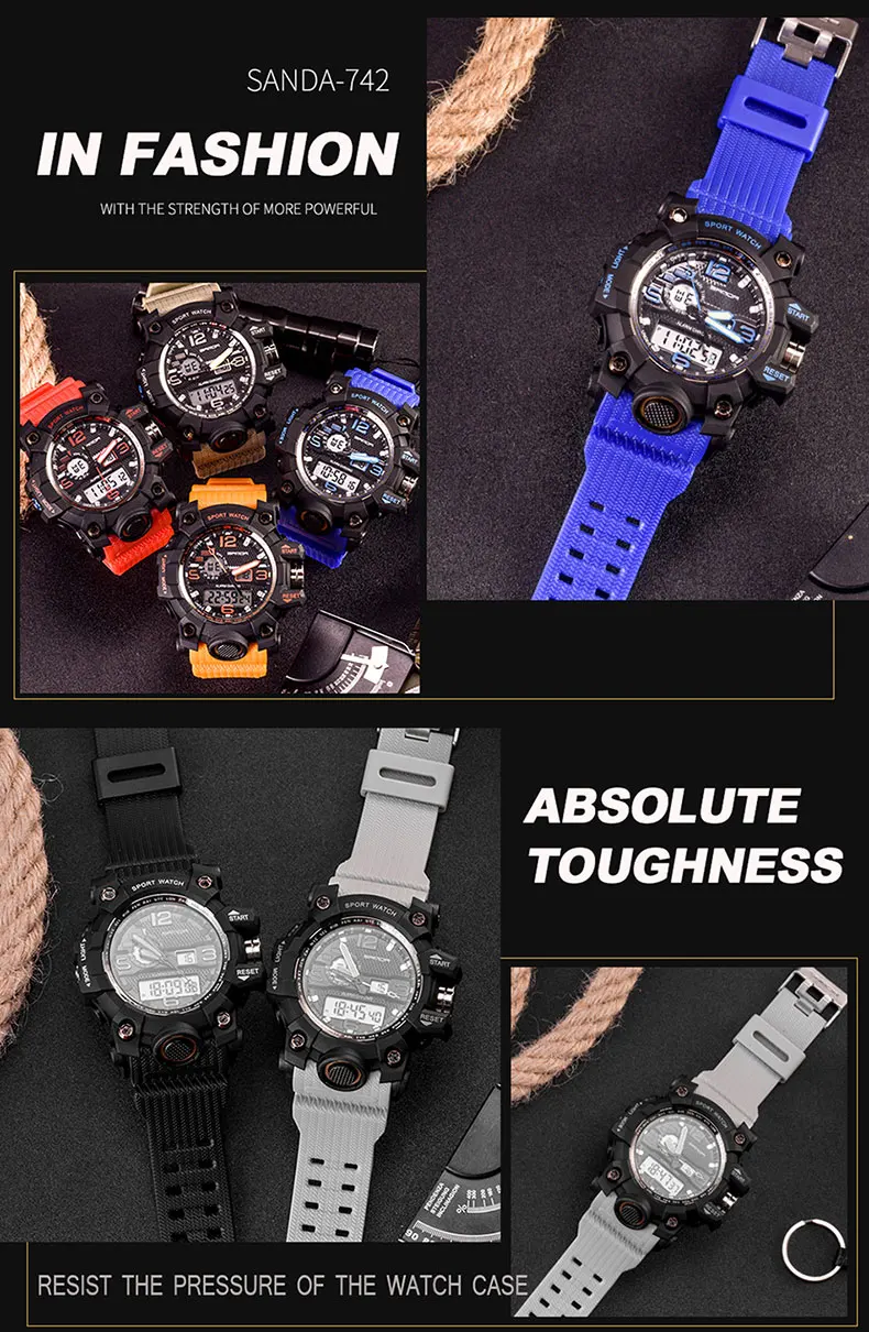 Relogio Masculino SANDA Luxury Brand G Chronograph Men's Military Sports Watch 26 Relogio Masculino SANDA Luxury Brand G Chronograph Men's Military Sports Watch 13
