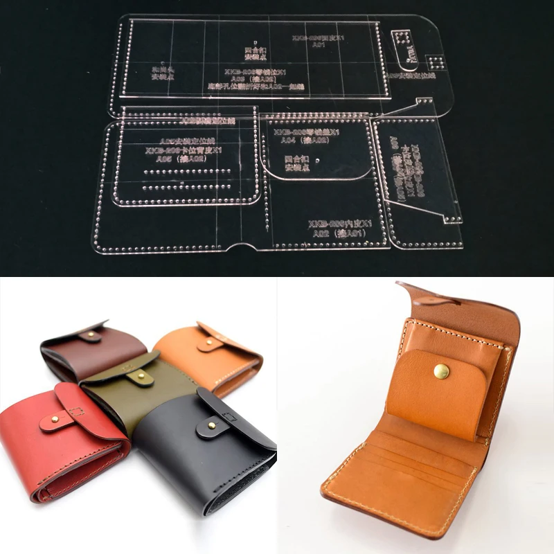 Acrylic Stencil Laser Cut Template DIY Leather Handmade Craft Short Wallet Sewing Pattern 100x105x20mm | Дом и сад