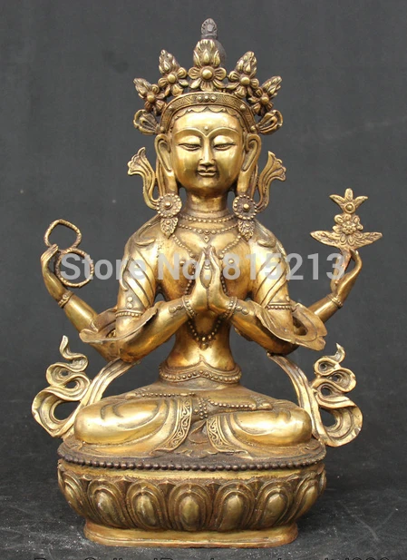 bi001288 18" Tibet Buddhism Bronze Gilt 4 arms Chenrezig Buddha Avalokiteshvara Statue
bi001288 18" Tibet Buddhism Bronze Gilt 4 arms Chenrezig Buddha Avalokiteshvara Statue