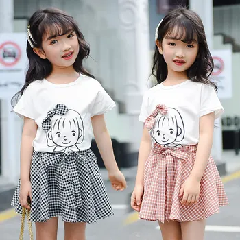 2020 Girls Fashion Clothing Sets Kids Children Summer Baby Girl Clothes Set Cotton Cartoon Tshirt + Plaid Skirt 2PCS Sister Sets
2020 Girls Fashion Clothing Sets Kids Children Summer Baby Girl Clothes Set Cotton Cartoon Tshirt + Plaid Skirt 2PCS Sister Sets