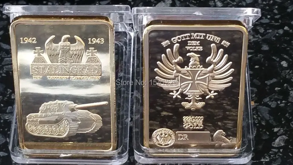 Free Shipping 50pcs/lot,1 OZ GERMAN REICHSBANK STALINGRAD TANK COMMEMORATIVE GOLD BAR INGOT
Free Shipping 50pcs/lot,1 OZ GERMAN REICHSBANK STALINGRAD TANK COMMEMORATIVE GOLD BAR INGOT