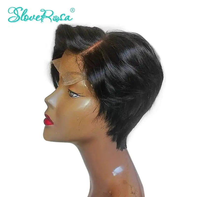 13x4 Short Bob Wigs Remy Peruvian Pixie Haircut Lace Front Human