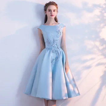 Banquet Evening Dresses 2019 New Blue Mid-long Student Birthday Party Dresses Appliques Flower Prom Dress
Banquet Evening Dresses 2019 New Blue Mid-long Student Birthday Party Dresses Appliques Flower Prom Dress
