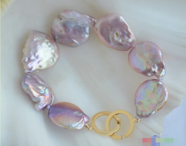 P4831 8" 22mm LAVENDER BAROQUE COIN KESHI REBORN PEARL BRACELET Noble style Natural Fine jewe Fast (D) SHIPPING
P4831 8" 22mm LAVENDER BAROQUE COIN KESHI REBORN PEARL BRACELET Noble style Natural Fine jewe Fast (D) SHIPPING
