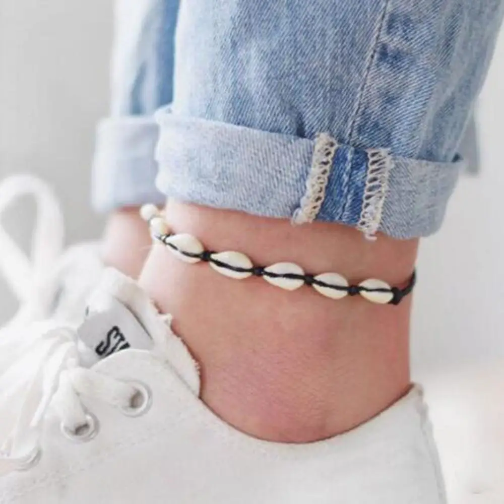 Beach Wind Hand-woven Small Black Rope Shell Alloy Bracelet Anklet Foot Jewelry Leg New Anklets Ankle Bracelets #4J13
Beach Wind Hand-woven Small Black Rope Shell Alloy Bracelet Anklet Foot Jewelry Leg New Anklets Ankle Bracelets #4J13