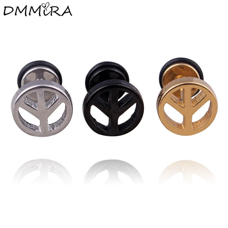 Fashion Punk Silver Gold Black Stainless Steel Round Peace Symbol Sign Charm Stud Earrings Brincos Jewelry For Men Women 
Fashion Punk Silver Gold Black Stainless Steel Round Peace Symbol Sign Charm Stud Earrings Brincos Jewelry For Men Women