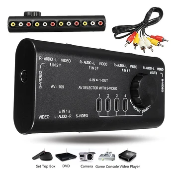 4 Port Input 1 Output Video Audio AV RCA Switch Switcher Selector Box With RCA Cable AV Audio Video Signal Switcher Splitter
4 Port Input 1 Output Video Audio AV RCA Switch Switcher Selector Box With RCA Cable AV Audio Video Signal Switcher Splitter