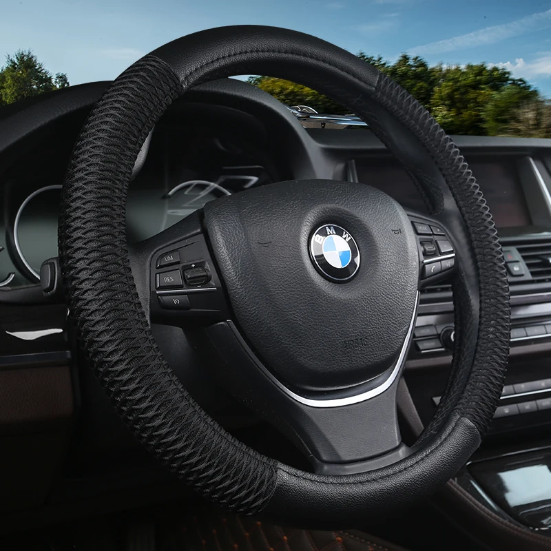 KKYSYELVA 38cm Auto Steering-Wheel Black Car Styling Steering Wheel Cover Leather Steering Covers Car Interior Accessories
KKYSYELVA 38cm Auto Steering-Wheel Black Car Styling Steering Wheel Cover Leather Steering Covers Car Interior Accessories