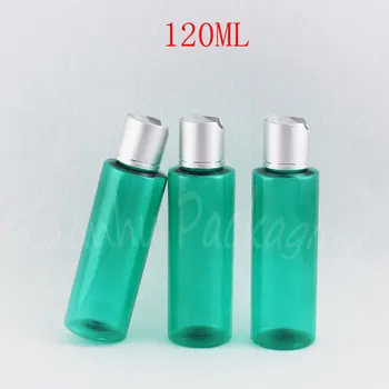 120ML Green Plastic Empty Bottle Disc Top Cap ,120CC Lotion / Shampoo Cosmetic Packaging Bottle , Empty Cosmetic Container 
120ML Green Plastic Empty Bottle Disc Top Cap ,120CC Lotion / Shampoo Cosmetic Packaging Bottle , Empty Cosmetic Container