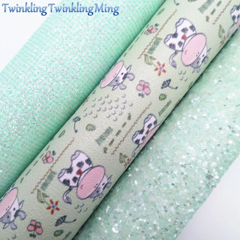 Green Glitter Fabric, Cow Printed Faux Leather Fabric, Synthetic Leather Sheets For Bow A4 8"x11" Twinkling Ming XM252
Green Glitter Fabric, Cow Printed Faux Leather Fabric, Synthetic Leather Sheets For Bow A4 8"x11" Twinkling Ming XM252