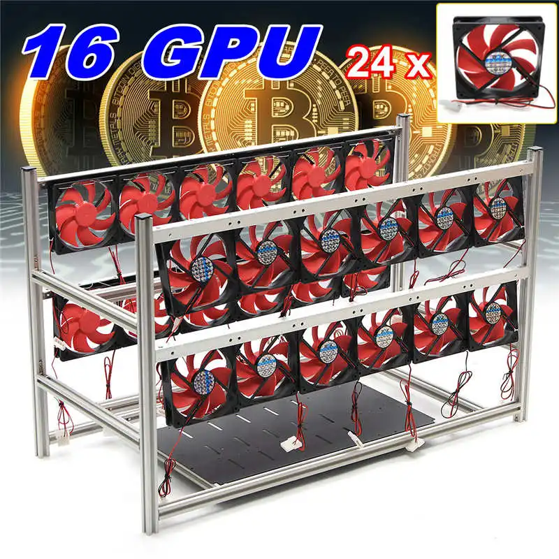 16GPU Aluminum Stackable Box Mining Platform With 24 Led fans Outdoor Frame ETH / ZEC / Bitcoin
16GPU Aluminum Stackable Box Mining Platform With 24 Led fans Outdoor Frame ETH / ZEC / Bitcoin