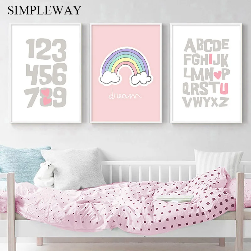 Alphabet Numbers Rainbow Nursery Poster and Print Canvas Wall Art Painting Decorative Picture Child Girl Bedroom Decoration
Alphabet Numbers Rainbow Nursery Poster and Print Canvas Wall Art Painting Decorative Picture Child Girl Bedroom Decoration