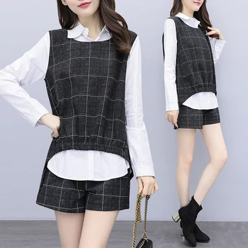 Plus Size 5xl 3 Piece Set Women Vest Shorts Set Chic Plaid Conjunto Feminino Year-old Female Costume Ensemble Femme Deux Pieces
Plus Size 5xl 3 Piece Set Women Vest Shorts Set Chic Plaid Conjunto Feminino Year-old Female Costume Ensemble Femme Deux Pieces