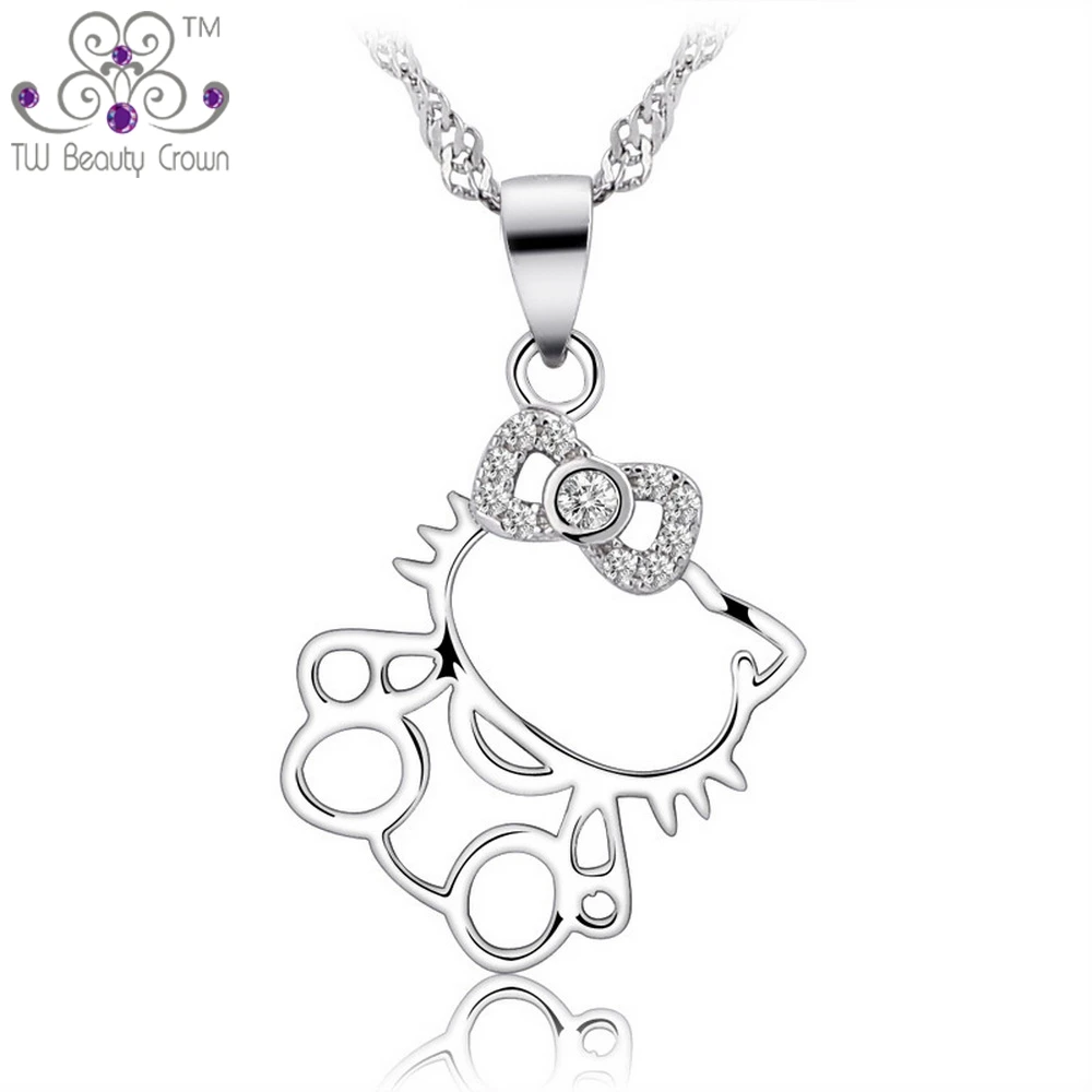 Solid 925 Sterling Silver Micro Paving White Crystal Cute Hello Kitty Cat Pendant Necklaces For Young Women Girls Birthday Gifts
Solid 925 Sterling Silver Micro Paving White Crystal Cute Hello Kitty Cat Pendant Necklaces For Young Women Girls Birthday Gifts